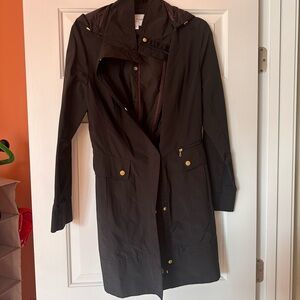 Cole Haan Black Trench Coat with Gold Accents